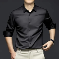 Black Colour Exclusive China Stitch Fabric Formal Shirt