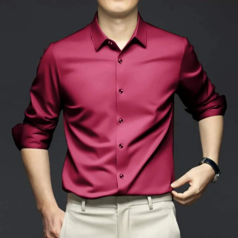 Maroon Colour Exclusive China Stitch Fabric Formal Shirt